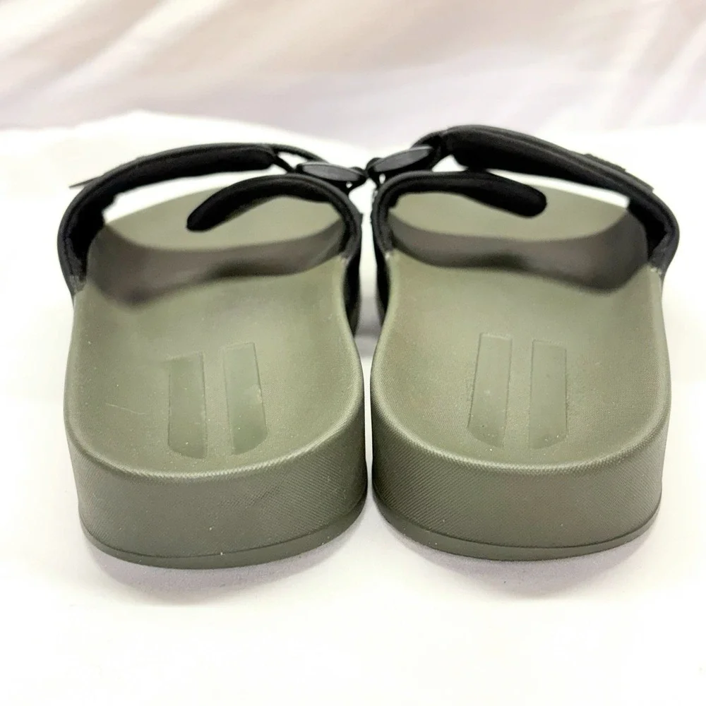 NOBULL Adjustable Strap Cushioned Slide Sandals Olive Green Black